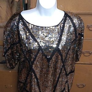VINTAGE 1980S JEAN FOR JOSEPH LE BON SEQUIN TUNIC.   #5762